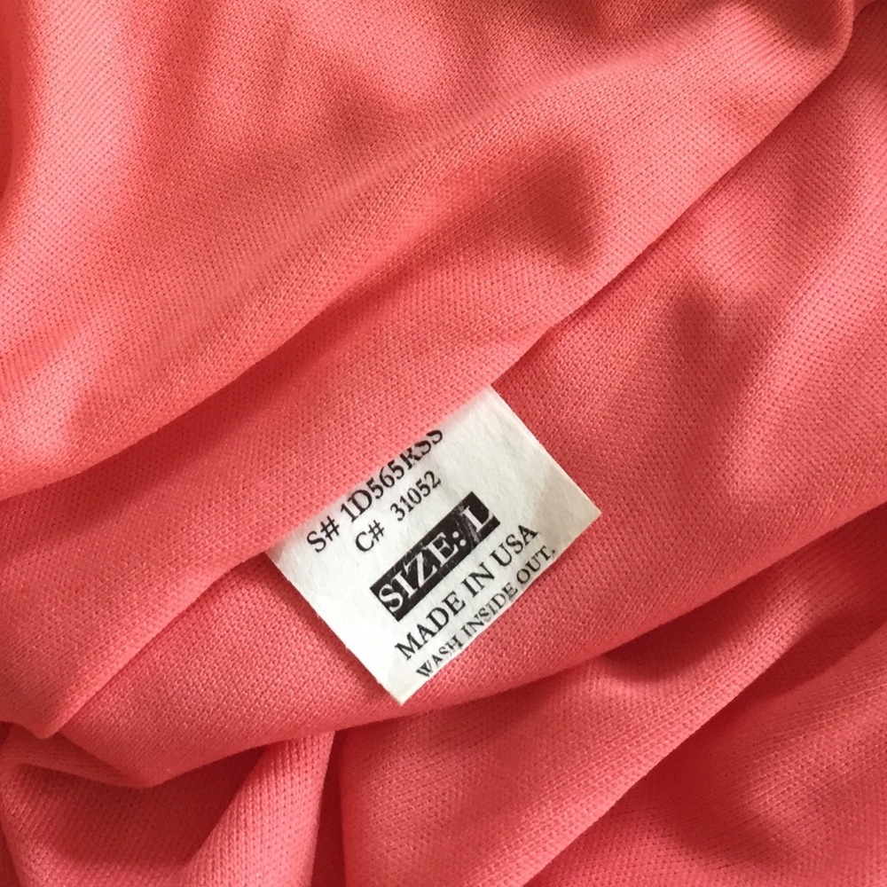 Kimono Style Cap Sleeve Coral Pink Dress - Picture 7 of 7